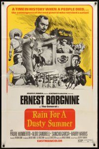 1w660 RAIN FOR A DUSTY SUMMER 1sh '71 cool spaghetti western art of General Ernest Borgnine!