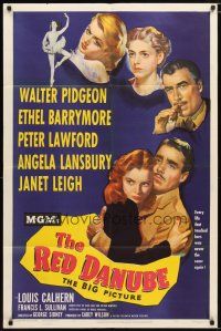 1w665 RED DANUBE 1sh '49 Janet Leigh, Angela Lansbury, Ethel Barrymore, Walter Pidgeon, Lawford!