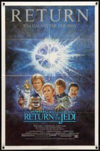 1w671 RETURN OF THE JEDI 1sh R85 George Lucas classic, different montage art by Tom Jung!