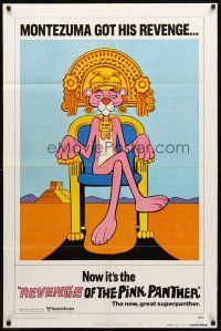 1w677 REVENGE OF THE PINK PANTHER style B advance 1sh '78 Blake Edwards, funny Aztec cartoon art!