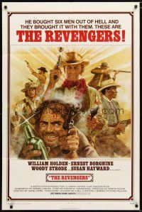 1w678 REVENGERS style A 1sh '72 cool art of William Holden, Ernest Borgnine, Woody Strode by Jung!