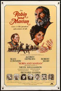 1w682 ROBIN & MARIAN int'l 1sh '76 art of Sean Connery & Audrey Hepburn by Drew Struzan!