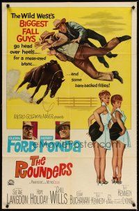 1w691 ROUNDERS 1sh '65 Glenn Ford, Henry Fonda, sexy Sue Ane Langdon & Hope Holiday!