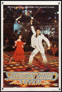 1w700 SATURDAY NIGHT FEVER teaser 1sh '77 best disco dancer John Travolta & Karen Lynn Gorney!