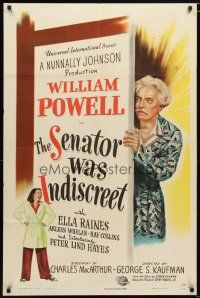 1w710 SENATOR WAS INDISCREET 1sh '47 William Powell in the title role, Ella Raines!