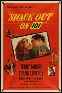 1w712 SHACK OUT ON 101 1sh '56 Terry Moore & Lee Marvin on the shady side of the highway!