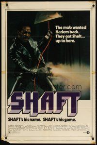 1w713 SHAFT 1sh '71 classic image of tough Richard Roundtree shooting gun!