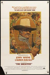 1w717 SHOOTIST 1sh '76 best Richard Amsel artwork of cowboy John Wayne & cast!
