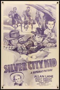 1w723 SILVER CITY KID 1sh R54 great image of cowboy Allan Rocky Lane & Peggy Stewart!