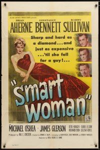 1w739 SMART WOMAN 1sh '48 Brian Aherne, Barry Sullivan, close up of Constance Bennett!