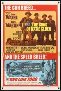 1w749 SONS OF KATIE ELDER/RED LINE 7000 1sh '68 John Wayne, gun breed... and speed breed!