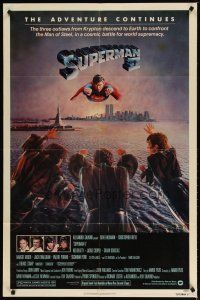 1w813 SUPERMAN II 1sh '81 Christopher Reeve, Terence Stamp, battle over New York City!