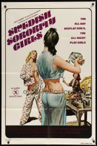 1w822 SWEDISH SORORITY GIRLS 1sh '77 sexy Heather Young, x-rated, the all night play girls!