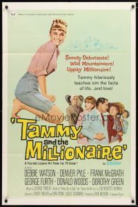1w841 TAMMY & THE MILLIONAIRE 1sh '67 sexy Debbie Watson learns facts of love, from the TV show!