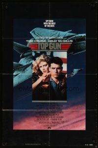 1w897 TOP GUN 1sh '86 great image of Tom Cruise & Kelly McGillis, Navy fighter jets!