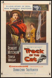 1w899 TRACK OF THE CAT 1sh '54 Robert Mitchum & Teresa Wright in a startling love story!