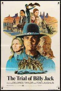 1w904 TRIAL OF BILLY JACK 1sh '74 Larry Salk art of Tom Laughlin as Billy Jack, Delores Taylor!