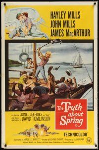 1w910 TRUTH ABOUT SPRING 1sh '65 Richard Thorpe directed, Hayley Mills w/father John Mills!