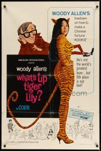 1w959 WHAT'S UP TIGER LILY 1sh '66 wacky Woody Allen Japanese spy spoof with dubbed dialog!