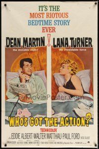 1w969 WHO'S GOT THE ACTION 1sh '62 Daniel Mann directed, Dean Martin & irresistible Lana Turner!
