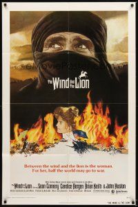 1w977 WIND & THE LION 1sh '75 art of Sean Connery & Candice Bergen, John Milius