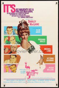 1w984 WOMAN TIMES SEVEN 1sh '67 sexy Shirley MacLaine is as naughty as a pink lace nightgown!