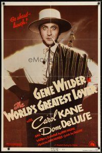 1w985 WORLD'S GREATEST LOVER 1sh '77 Dom DeLuise, most romantic Gene Wilder, great image!