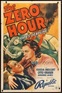 1w996 ZERO HOUR 1sh '39 Frieda Inescort tends to Otto Kruger who made her a Broadway star!