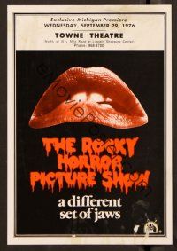 1y191 ROCKY HORROR PICTURE SHOW herald '75 classic close up lips image, a different set of jaws!