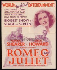 1y192 ROMEO & JULIET herald '36 Norma Shearer, Leslie Howard, John Barrymore, William Shakespeare