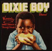 1y140 DIXIE BOY BRAND GRAPEFRUIT produce crate label '30s great art of boy eating fruit!