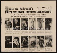 1y469 CREATURE FROM THE BLACK LAGOON 11x12 pressbook ad '54 3-D posters + Hollywood's monsters!