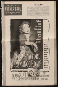 1y726 FLAMINGO ROAD pressbook '49 Michael Curtiz, ultimate image of smoking bad girl Joan Crawford!