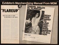 1y727 FLAREUP pressbook '70 most men want super sexy Raquel Welch, but one man wants to kill her!