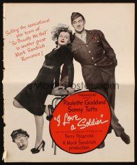 1y823 I LOVE A SOLDIER pressbook '44 Sonny Tufts in uniform with sexy Paulette Goddard!