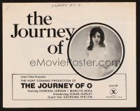 1y840 JOURNEY OF O pressbook '75 the truth of sex lies in both commitment & abandonment!