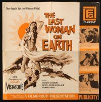 1y856 LAST WOMAN ON EARTH pressbook '60 sexy artwork of near-naked girl & men fighting for her!