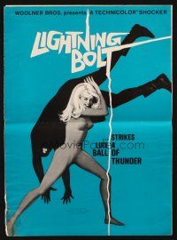 1y861 LIGHTNING BOLT pressbook '67 art of sexy Italian female hero flipping a bad guy!