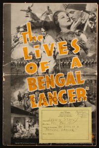 1y862 LIVES OF A BENGAL LANCER pressbook '35 Gary Cooper, Franchot Tone, British in India!