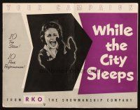 1y993 WHILE THE CITY SLEEPS pressbook '56 images of Lipstick Killer's victim, Fritz Lang noir!