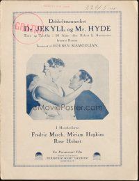 1y264 DR. JEKYLL & MR. HYDE Danish program '32 Fredric March, Miriam Hopkins, different images!