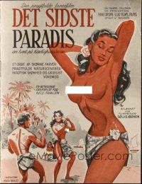 1y280 LAST PARADISE Danish program '58 art & photos of super sexy topless island babes!
