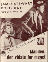 1y287 MAN WHO KNEW TOO MUCH Danish program R60s Alfred Hitchcock, Jimmy Stewart & Doris Day!