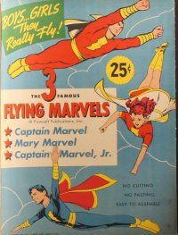 1y123 FLYING MARVELS paper doll set '45 Captain Marvel, Mary & Captain Marvel Jr!