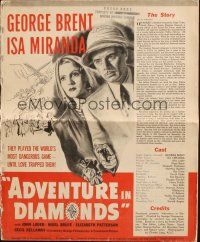 1y522 ADVENTURE IN DIAMONDS pressbook '40 great artwork of George Brent, Isa Miranda, John Loder!