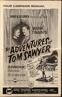 1y524 ADVENTURES OF TOM SAWYER pressbook R66 Tommy Kelly as Mark Twain's classic character!
