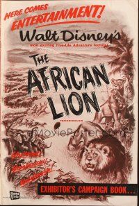 1y528 AFRICAN LION pressbook '55 Walt Disney jungle safari documentary, cool artwork!