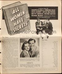 1y545 ALL WOMEN HAVE SECRETS pressbook '39 Joseph Allen Jr., Virginia Dale, Jeanne Cagney!