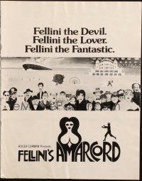 1y547 AMARCORD pressbook '74 Federico Fellini classic comedy, presented by Roger Corman!