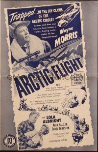 1y557 ARCTIC FLIGHT pressbook '52 Wayne Morris, cool artwork of North Pole adventures!